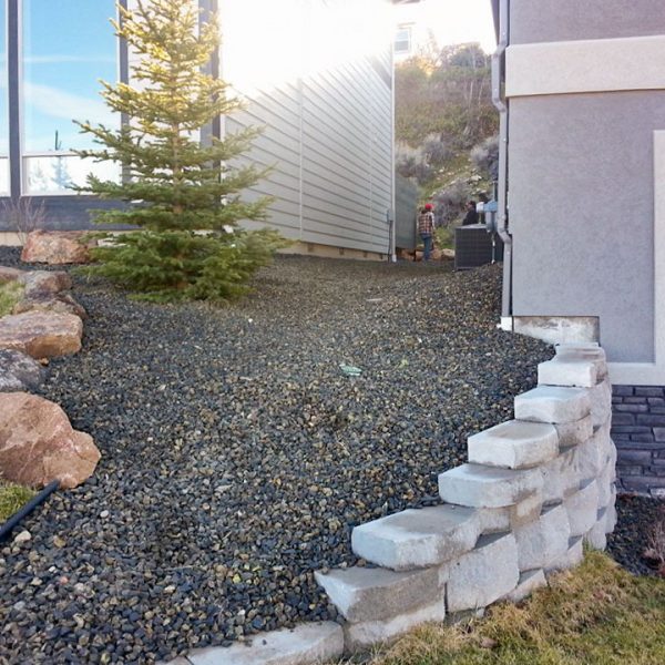 Retaining wall from a house in Meridian Idaho by BP Landscaping LLC Nampa Idaho